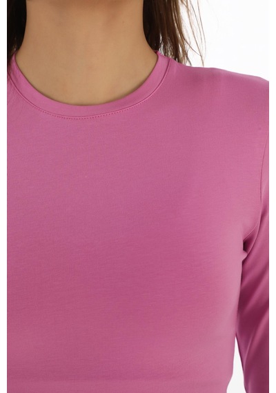 Likralı Pamuk Tişört-slim Fit -koyu Pembe Koyu Pembe