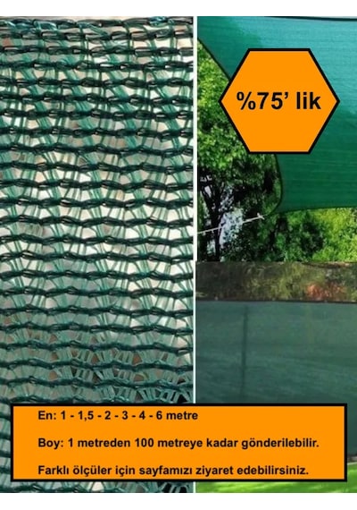 %75 Gölge Oranlı File, Gölgelik, Gergi File, Bahçe Gölgeliği, 3x99 Metre