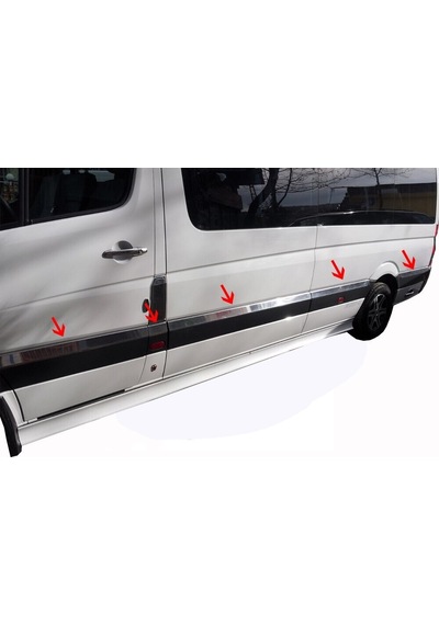 Mercedes Sprinter W906 Uyumlu Yan Kapı Çıtası 10 Parça Uzun Şasi 2006-2018 Paslanmaz Krom