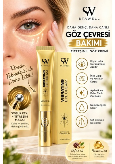 Stawell Titreşimli Masaj Başlıklı Kafein içerikli Göz Çevresi Bakım Kremi 20 ML