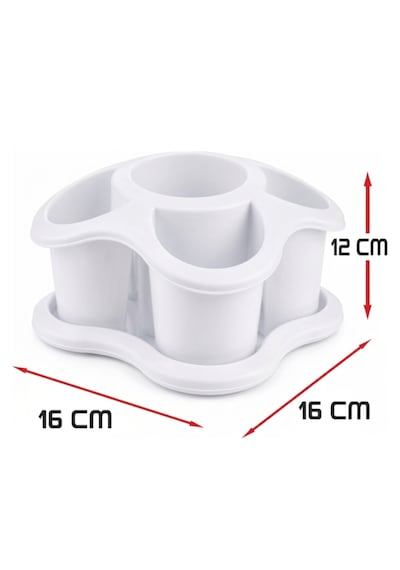 Mutfak Tezgah Üstü Kaşıklık Ve Düzenleyici 5 Bölmeli Çok Amaçlı Plastik Organizer Papatya 16x16cm Beyaz