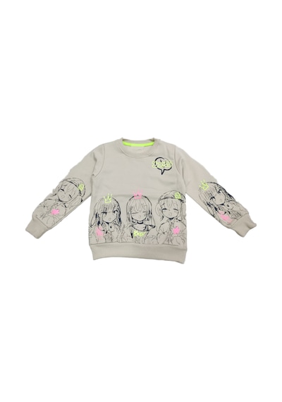 İrem Çocuk Giyim Kız Çocuk Önü Ve Kolları Resim Desenli Şardonlu Bej Renk Sweatshirt Bej