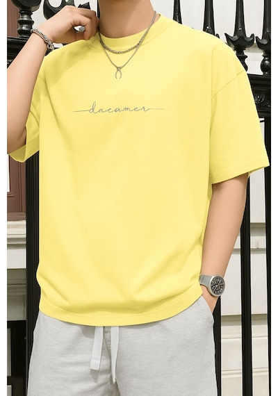 Dream Baskılı Unisex Tshırt 3q1 Sari