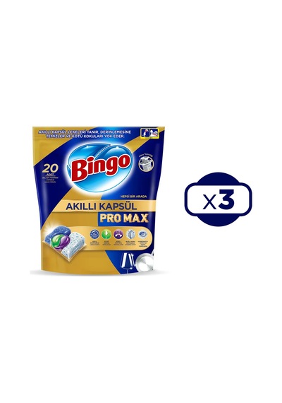 Bingo Akıllı Kapsül Pro Max Bulaşık Makinesi Tableti 3 x 20'li