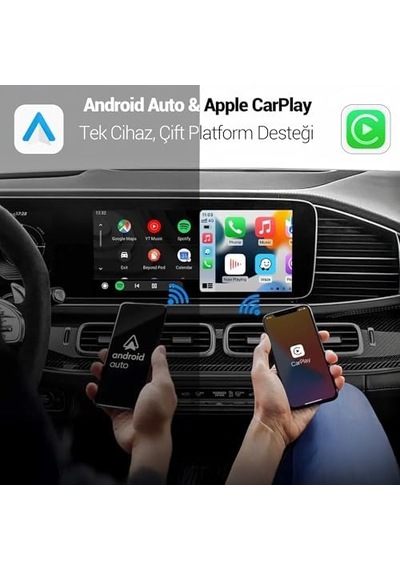 Kablosuz Carplay Android Auto Kabloludan Kablosuza Çevirici Usb Ve Type-c Adaptör