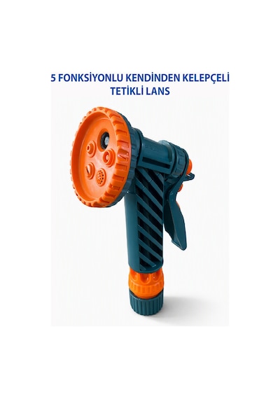 5 Fonksiyonlu Tetikli Kendinden Kelepçeli Lans Araç Yıkama Ve Bahçe Sulama Aparatı Ayarlanabilir Su Püskürtme Hortum Ucu