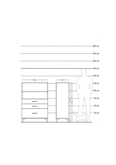 Hyperion Dolap 2 Raflı 3 Çekmeceli 88x44x134 Aytaşı-antrasit Aytaşı