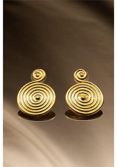 Spiral Pirinç Altın Kaplama Küpe