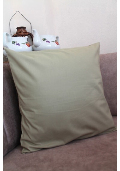 Yağ Yeşili Premium %100 Pamuklu Fermuarsız Kırlent Kılıfı 43x43cm