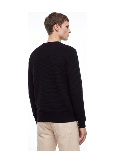 Mustang Siyah Erkek Bisiklet Yaka Relaxed Fitilli Sweatshirt M4wm-swt-1808
