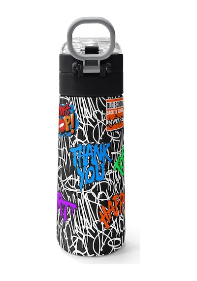Coral High Kids Grafiti Ayıcık Desenli Pipetli Ve Direkt İçim Çelik Termos 500 Ml 38132 Saks