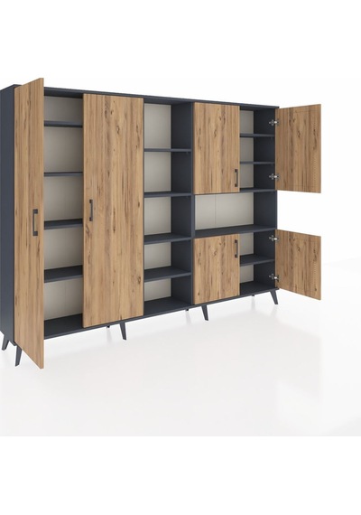 Arges Dolap 13 Raflı 6 Kapaklı 220x30x163 Antrasit-çam/antrasit Atlas Çam/antrasıt - Antrasıt Arges Dolap 13 Raflı 6 Kapaklı 220x30x163 Antrasit-çam/antrasit Atlas Çam/antrasıt - Antrasıt