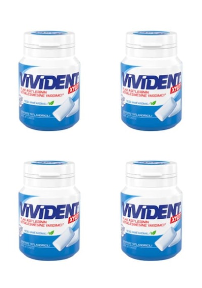 Vivident Xylıt Yeşil Nane Aromalı Şekersiz Tatlandırıcılı Sakız 67 Gr. X 4 Adet
