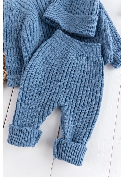 Babymod Triko Hırkalı Bereli Unisex Kışlık Bebek Takım 001