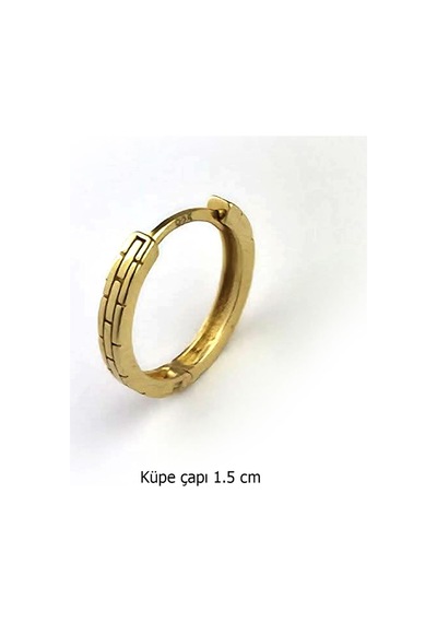 925 Ayar Gümüş Üzerine Altın Kaplama Tasarım Tek Erkek Küpe