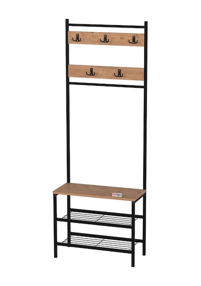 Bofigo 3 Raflı Metal Portmanto Elbise Askılığı Vestiyer Ayakkabılık Samanyolu Çam Çam