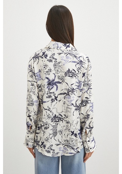 Uterpe Jungle Print Gömlek Mavi