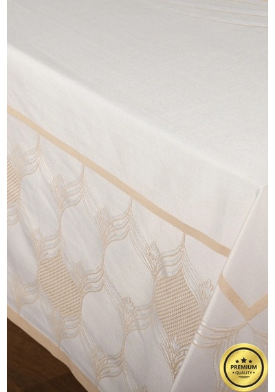 Aslı Lüx Jakar Tp Polycotton Kumaş Bej Masa Örtüsü 160x220 Cm - 1225 Çok Renkli