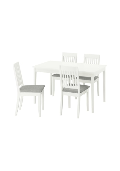 Yemek Masası Takımı, Beyaz-tibbleby Bej/gri, 4 Sandalyeli, Açılabilir Yemek Masası Takımı, Beyaz-tibbleby Bej/gri, 4 Sandalyeli, Açılabilir