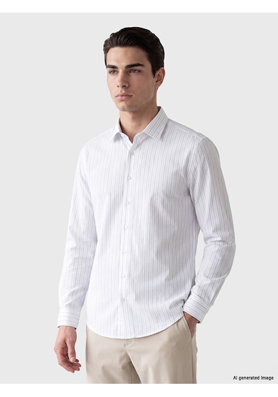 Lcw Busıness Mavi Slim Fit Çizgili Oxford Erkek Gömlek