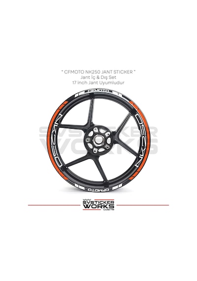 Cfmoto Nk250 Jant Sticker Jant İç Yazı Ve Dış Şerit 24'lü Set Sticker Etiket