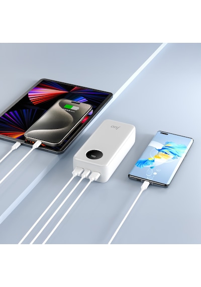 Juo MT03278 30000 Mah 22.5 W Dijital Led Ekranlı Taşınabilir Hızlı Şarj Cihazı Powerbank Beyaz