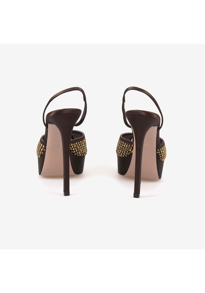 Hawen Angels Kadın Fileli 14cm Uzun Topuklu Gece & Abiye Ayakkabı 9081 Kahverengi