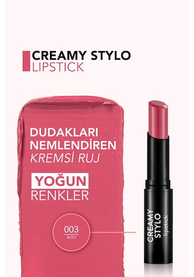 Flormar Yarı Parlak Stick Ruj- Creamy Stylo Lipstick -003 Rosy -8682536013635