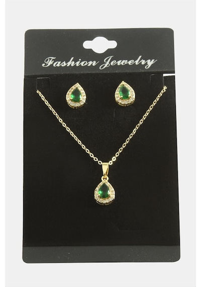 Damla Zirkon Taşlı Set Kolye Çok Renkli 77185950