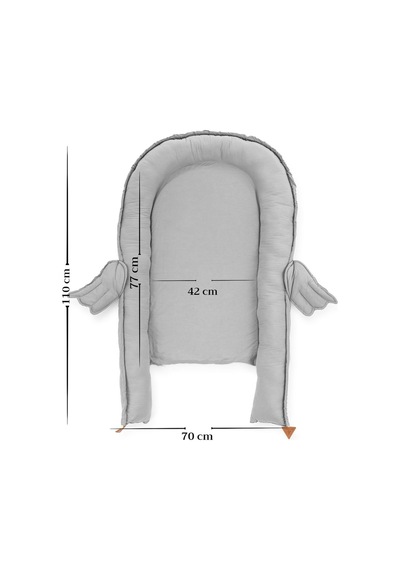 Melek Kanatlı Babynest Bebek Yatağı-gri, İlk Yatağım, Oyuncak Barlı Bebek Yuvası
