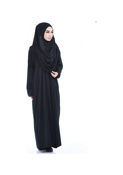 Tesettür Kadın Tek Parça Namaz Elbisesi Siyah