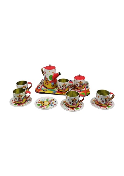 Atf-996-7a-10a 14 Prç.desenli Metal Çay Kahve Kırmızı