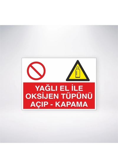 Yağlı El İle Oksijen Tüpünü Açıp-kapama Sticker 20x28 Cm
