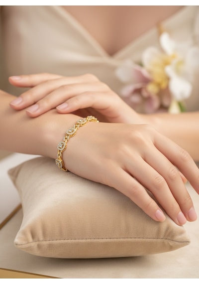 Xuping Taşlı Gold Bileklik Kararma Yapmaz, Günlük Ve Özel Gün Kullanıma Uygun Şık Tasarım