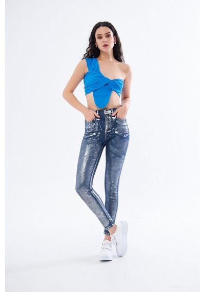 Varaklı Skinny Jean Pantolon 001