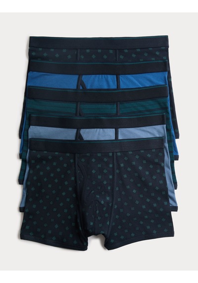 Marks & Spencer 5'li Desenli Boxer T14004830s Lacivert
