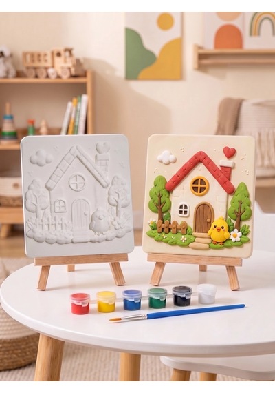 15x15 Sevimli Ev Taş Boyama Seti Çocuk Ve Yetişkin Hobi Kiti