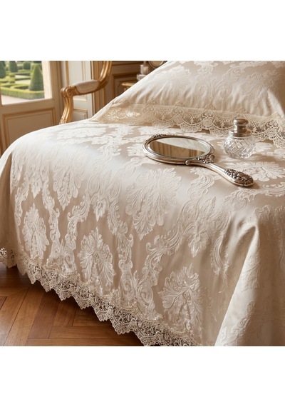 Goldroom Home Dantelli Pike Takımı Çift Kişilik Krem