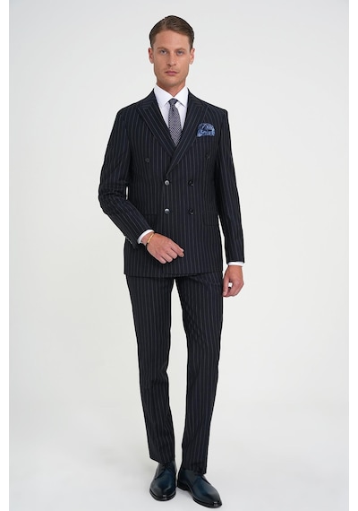 Efor Slim Fit Çift Yırtmaç Çizgili Kruvaze Klasik Koyu Lacivert Takım Elbise Tk 925 Lacivert Efor Slim Fit Çift Yırtmaç Çizgili Kruvaze Klasik Koyu Lacivert Takım Elbise Tk 925 Lacivert