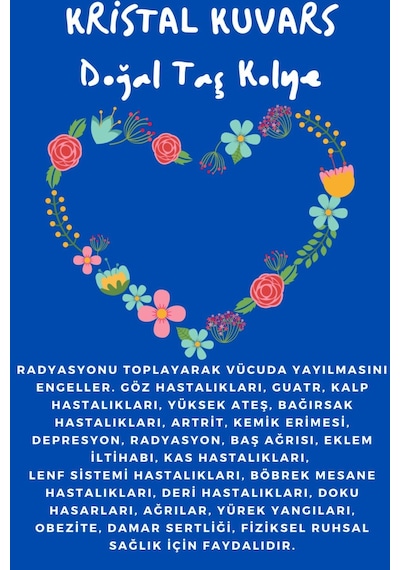 Sertifikalı Kristal Kuvars Doğal Taş Kalp Kolye Sürpriz Çok REnkli