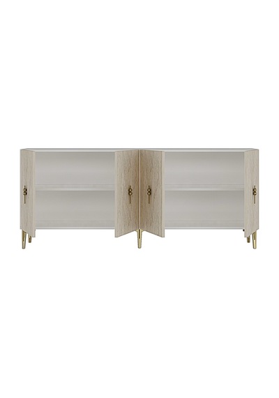 Ka1812btg Salkım Konsol ,tv Sehpası Beyaz-traverten-gold 180cm