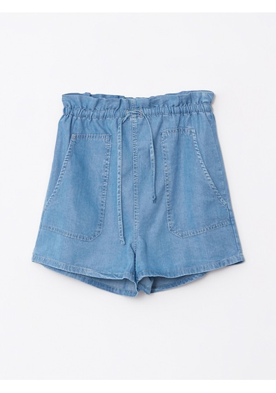 Lcw Jeans İndigo Yüksek Bel Standart Fit Düz Cep Detaylı Kadın Jean Şort