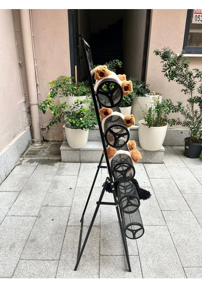 İthal Metal Ayaklı Siyah Renk 148/49 Cm Beş Katlı Taç Standı