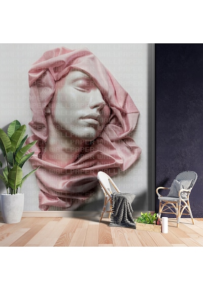 Eşarp Ve Kadın Rölyefi Poster Duvar Kağıdı Renkli