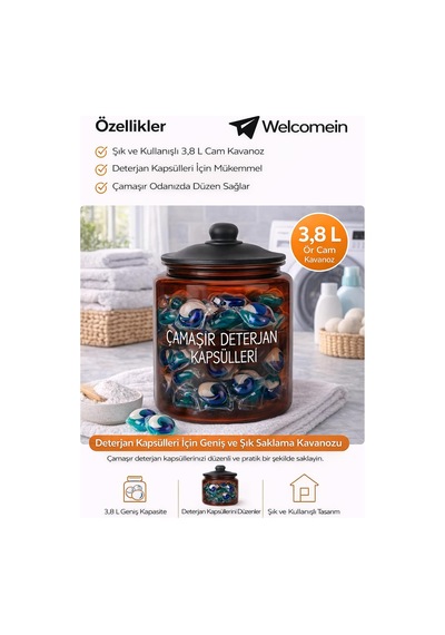 3,8 L Cam Deterjanlık Kavanoz Amber Renk, Kapaklı Laundry Detergent Capsules Saklama Kabı, Çamaşır Deterjan Kapsülü Ve Pod Düzenleyici Çok Renkli 3,8 L Cam Deterjanlık Kavanoz Amber Renk, Kapaklı Laundry Detergent Capsules Saklama Kabı, Çamaşır Deterjan Kapsülü Ve Pod Düzenleyici Çok Renkli
