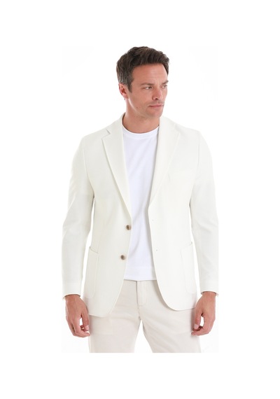 Hatemoğlu Ekru Slim Fit Düz Mono Yaka Casual Ceket 14162124c001 048 Ekru