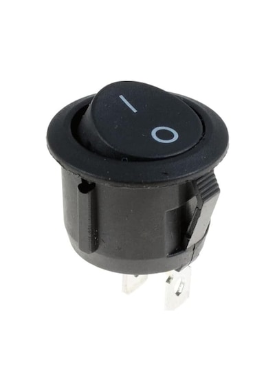 Alkatronik Yuvarlak 2 Pin Anahtar Rocker Switch Mini Buton Kcd1 Siyah 16mm Açma Kapama