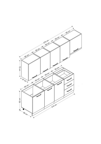 Minar 270 Cm Mutfak Dolabı Beyaz Dore 270-D4 Beyaz