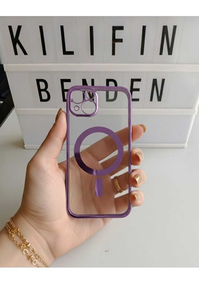 Apple Uyumlu iPhone 13 / 14  Magsafe Kılıf Modeli Mor