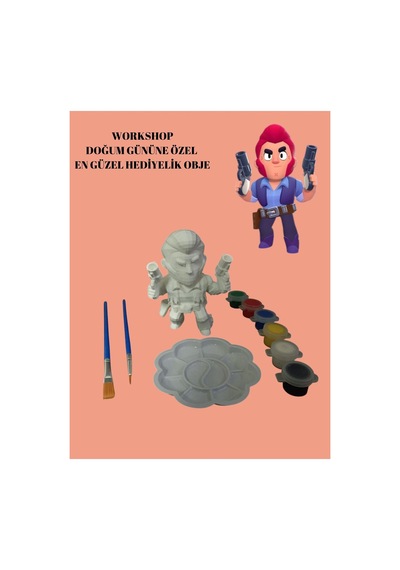 3d Brawl Stars Colt Figür Boyama Seti - Kendin Boya Hobi Ve Etkinlik Seti - Akrilik Boya + 2 Fırça